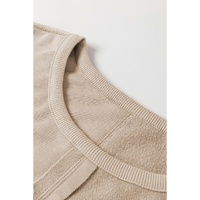 Parchment Knit Crochet Exposed Seam Ribbed Trim Sweatshirt - L thumbnail