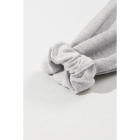 Light Grey Solid Kangaroo Pocket Half Zipper Oversized Hoodie - 2XL thumbnail