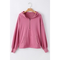 Valerian Solid Kangaroo Pocket Half Zipper Oversized Hoodie - 2XL thumbnail