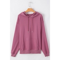 Valerian Solid Kangaroo Pocket Drawstring Loose Fit Hoodie - L thumbnail