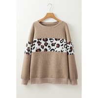 Parchment Leopard Quilted Patchwork Crew Neck Sweatshirt - L thumbnail