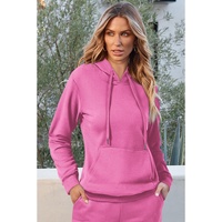 Bonbon Solid Color Fleece Lined Drawstring Hoodie with Pocket - 2XL thumbnail