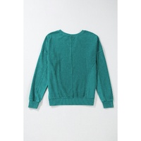 Skobeloff Solid Color Notched Neck Drop Shoulder Sweatshirt - 2XL thumbnail