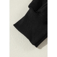 Black Solid O Neck High Low Hem Pullover Sweatshirt - S thumbnail