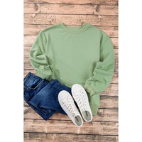 Smoke Green Plain Drop Shoulder Crewneck Pullover Sweatshirt - L thumbnail