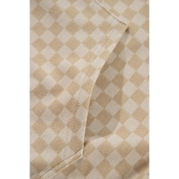 Khaki Checkered Print Kangaroo Pocket Drawstring Hoodie - L thumbnail