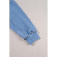 Sky Blue Ribbed Detail Color Block Sleeve Baggy Sweatshirt - L thumbnail