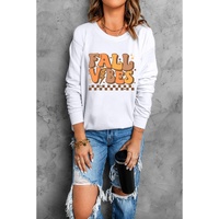 Beige FALL VIBES Graphic Drop Shoulder Sweatshirt - M thumbnail