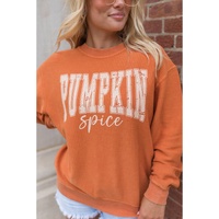 Orange PUMPKIN Spice Graphic Corded Crewneck Sweatshirt - L thumbnail