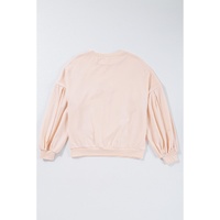 Parchment Embroidered Bow Lantern Sleeve Oversized Pullover Sweatshirt - L thumbnail