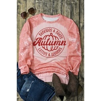 Pink Tie Dye Autumn Pumpkin Graphic Drop Shoulder Sweatshirt - S thumbnail