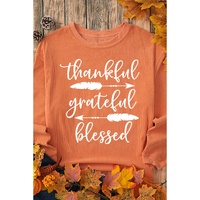 Orange thankful grateful blessed Arrow Graphic Corded Sweatshirt - L thumbnail