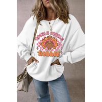 White Gobble Gobble Turkey Graphic Crewneck Thanksgiving Sweatshirt - S thumbnail