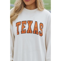 White TEXAS Graphic Drop Shoulder Crewneck Sweatshirt - L thumbnail