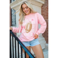 Pink GAME DAY Rugby Football Graphic Pullover Sweatshirt - XL thumbnail