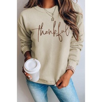 Parchment thankful Embroidered Drop Shoulder Pullover Sweatshirt - L thumbnail