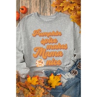 Gray Pumpkin Spice Makes Mama Nice Round Neck Sweatshirt - S thumbnail
