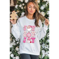 Beige Christmas Claus JOY Graphic Drop Shoulder Sweatshirt - 2XL thumbnail