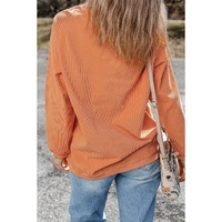 Orange Thankful Ribbed Crew Neck Thanksgiving Sweatshirt - L thumbnail