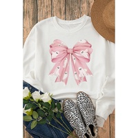 Beige Ghost Bowknot Graphic Crew Neck Drop Shoulder Sweatshirt - S thumbnail