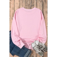 Pink Ghost Bowknot Printed Drop Shoulder Halloween Sweatshirt - M thumbnail