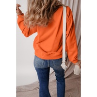 Russet Orange Glittering Pumpkin Season Graphic Drop Shoulder Pullover Sweatshirt - L thumbnail