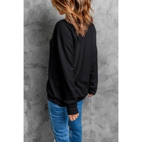 Black HO HO HO Christmas Tree Graphic Pullover Sweatshirt - M thumbnail