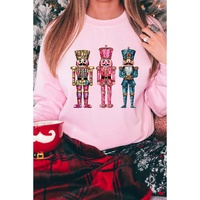 Pink Shimmer Nutcracker Graphic Christmas Pullover Sweatshirt - M thumbnail