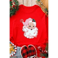 Red Santa Claus Graphic Crewneck Raglan Sleeve Christmas Sweatshirt - XL thumbnail