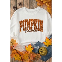 Beige Heat-transfer PUMPKIN Season Printed Crewneck Thanksgiving Sweatshirt - 2XL thumbnail