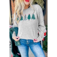 Gray 2-side Printed Christmas Tree Letter Graphic Sweatshirt - S thumbnail