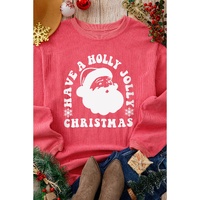 Strawberry Pink HAVE A HOLLY JOLLY CHRISTMAS Corded Sweatshirt - L thumbnail