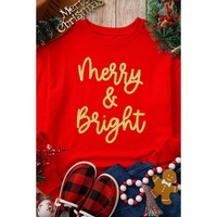 Red Merry & Bright Printed Christmas Pullover Sweatshirt - 2XL thumbnail
