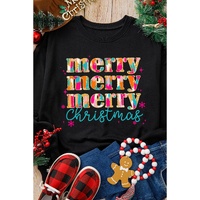 Black Merry Christmas Painted Crew Neck Graphic Sweatshirt - XL thumbnail