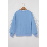 Myosotis Contrast Bow Decor Dropped Sleeve Crewneck Sweatshirt - L thumbnail