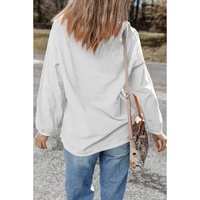 White Floral Rabbit with Glasses Graphic Corded Easter Sweatshirt - S thumbnail