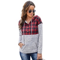 Azura Exchange Plaid Splicing Pocketed Hoodie - S thumbnail