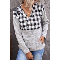 Azura Exchange Plaid Hoodie with Pocket Detailing - M thumbnail