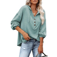 Azura Exchange High and Low Hem Hoodie with Buttoned Detail - M thumbnail