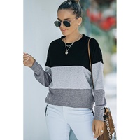 Azura Exchange Black Contrast Stitching Sweatshirt with Slits - 2XL thumbnail