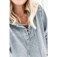 Azura Exchange Lace-up Grey Casual Hoodie - 2XL thumbnail