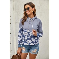 Azura Exchange Floral Splicing Cowl Neck Hoodie - M thumbnail