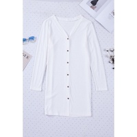 White Solid Color Open-Front Buttons Cardigan - S thumbnail