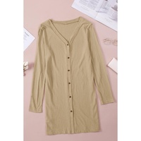 Solid Color Open-Front Buttons Cardigan - M thumbnail