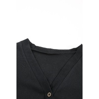 Azura Exchange Black Solid Color Open-Front Buttons Cardigan - L thumbnail