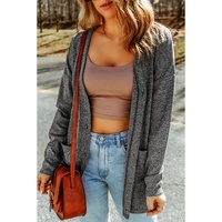Azura Exchange Gray Heather Knit Pocketed Button Front Cardigan - M thumbnail