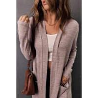 Azura Exchange Pink Tunic Back Open Front Cardigan with Pockets - 2XL thumbnail