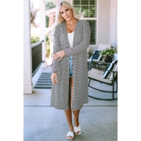 Stripe Open Front Long Cardigan - L thumbnail