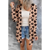 Leopard Printed Open Front Cardigan - L thumbnail