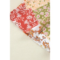 White Boho Patchwork Floral Open Front Kimono - One Size thumbnail